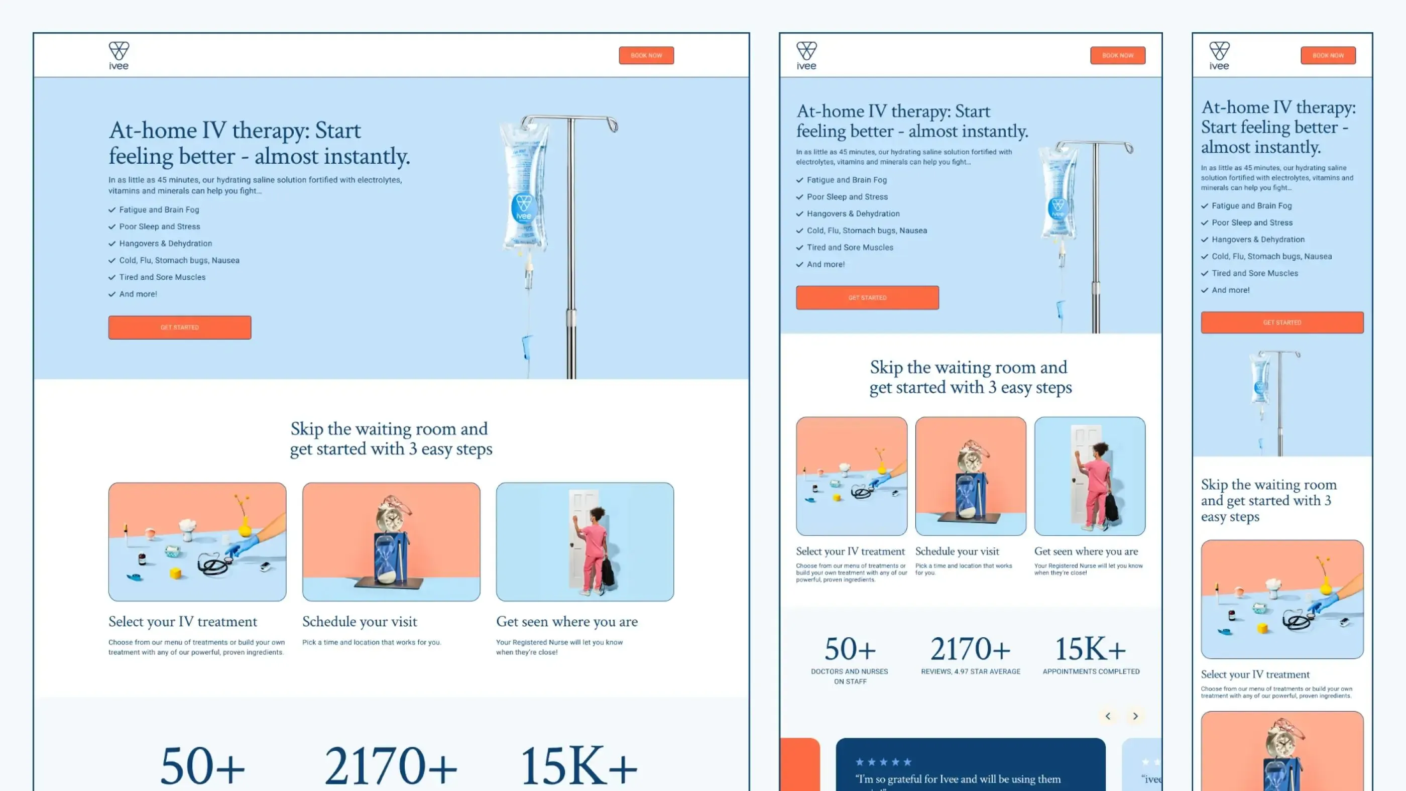 Product selector section in desktop, tablet, and mobile view