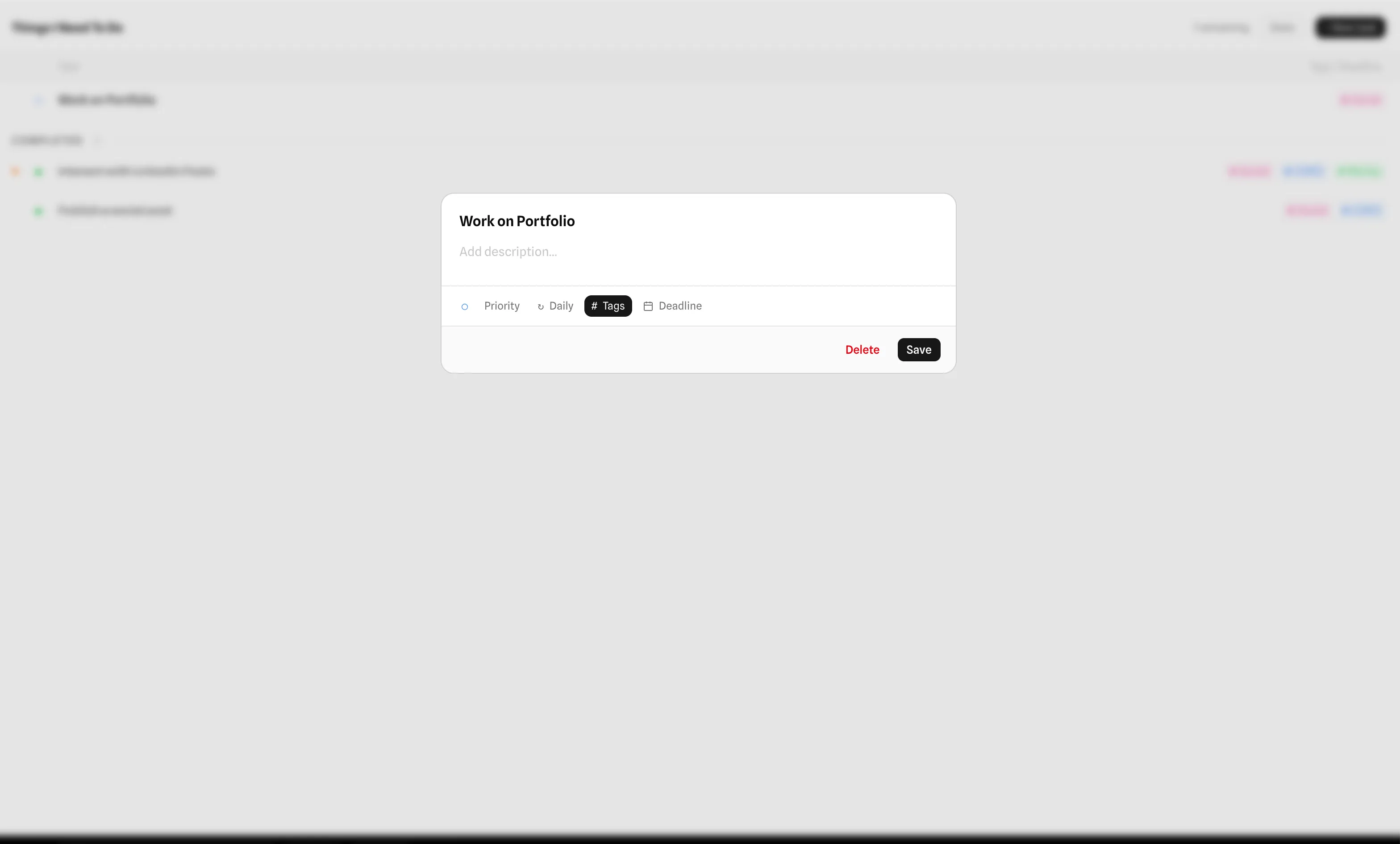 Screenshot of the app