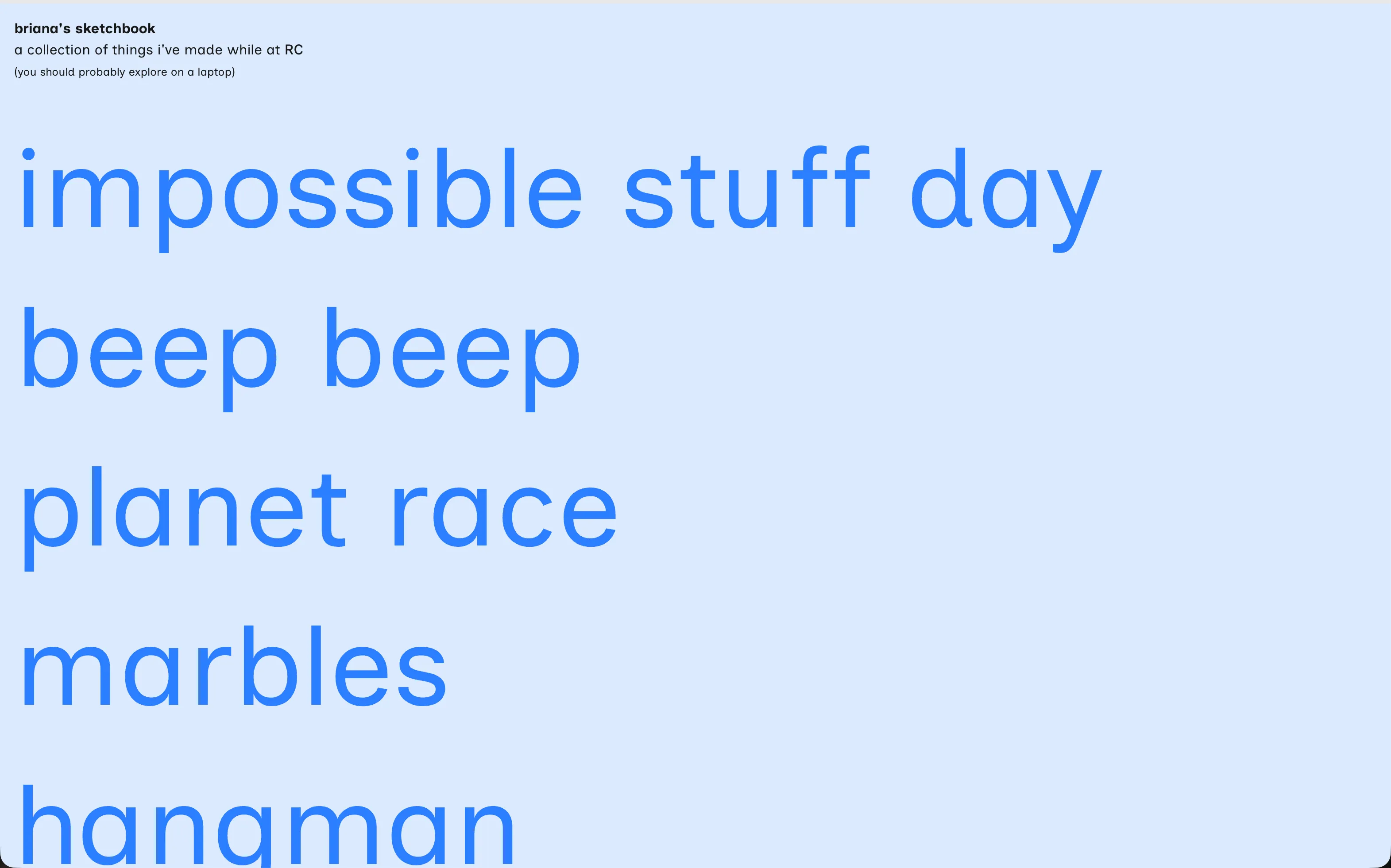 Screenshot of homepage